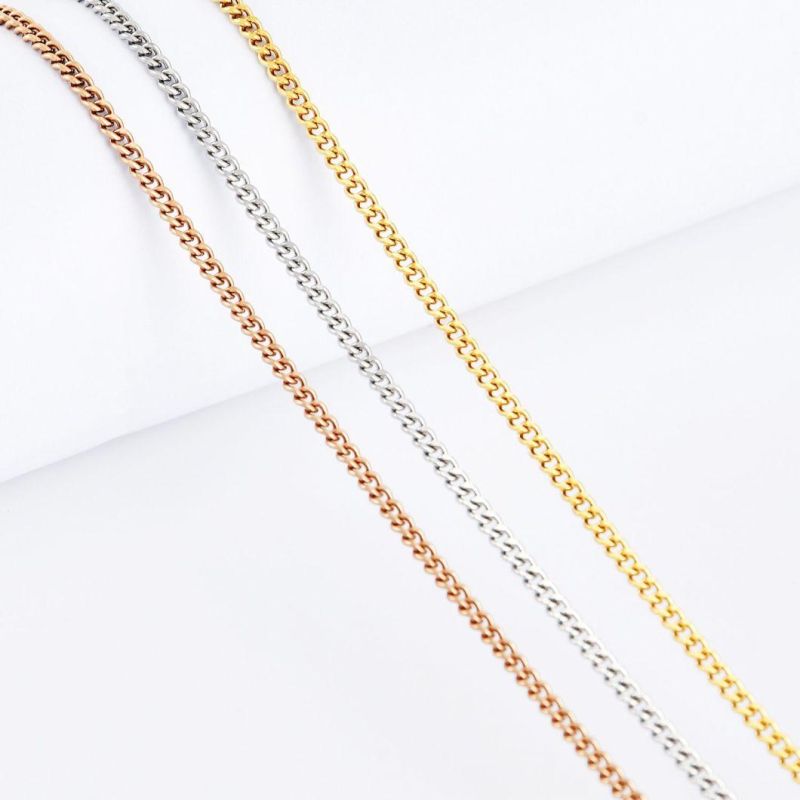 Popular Gold Plated Stainless Steel Jewellery Making Polished Curb Chain Necklace for Fashion Craft Design