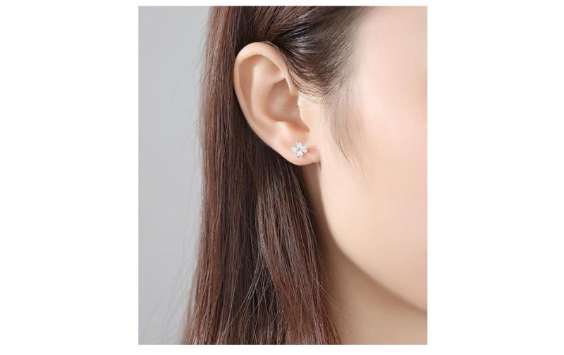 Jewelry Four Leaf Clover Earrings Silver Jewelry Piercing Ear Studs