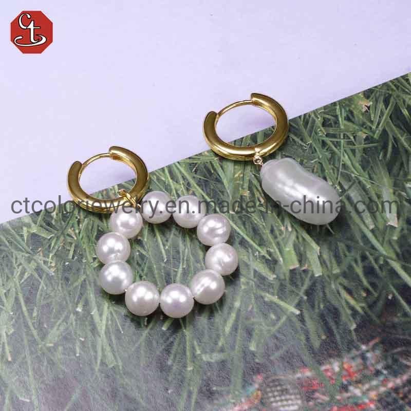 Wholesale OEM Fashion Jewelry Silver and Brass Freshwater Pearl Drop Earring for Women