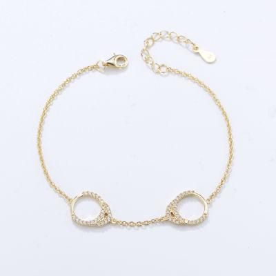 Handcuffs Bracelet Dainty White Cubic Zirconia Silver Couple Best Friend Gold Plated Design