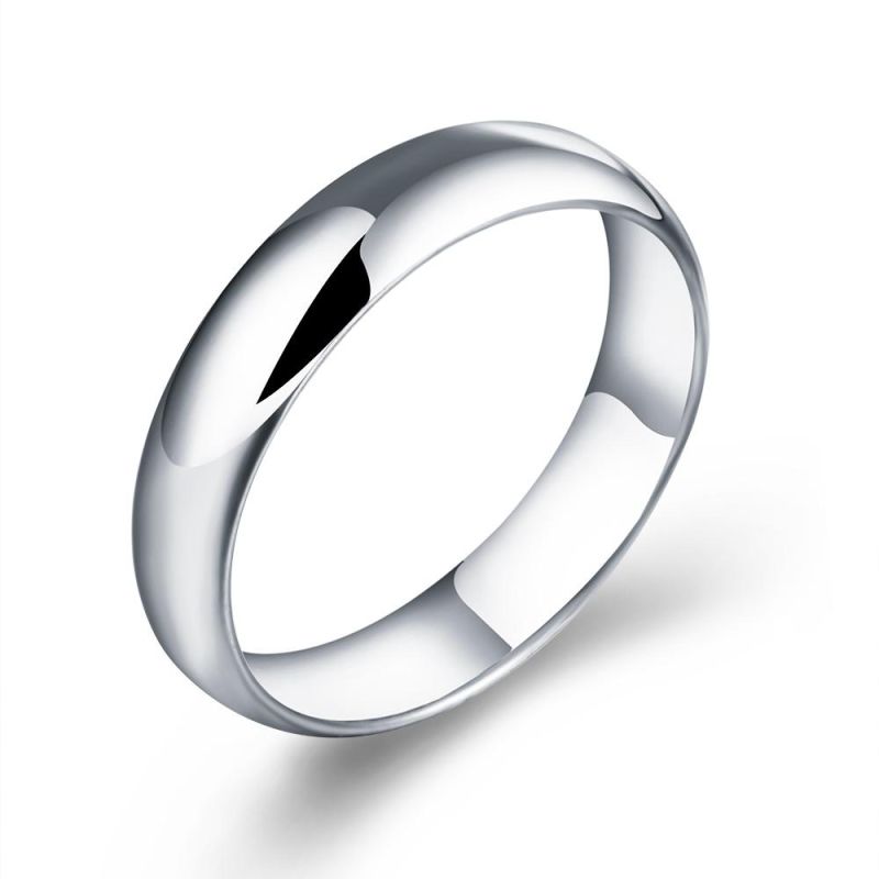 925 Sterling Silver Rhodium Plated Women Man Wedding Band Ring
