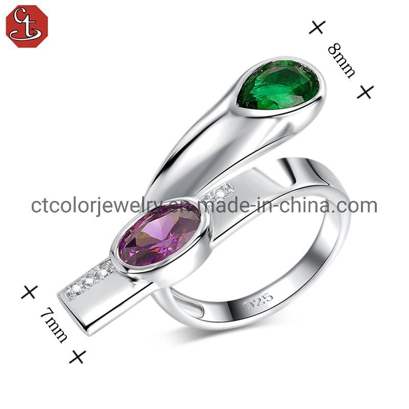 Trendy Jewelry Fashion Women′s ring Amethyst CZ 925 silver ring Fashion jewelry