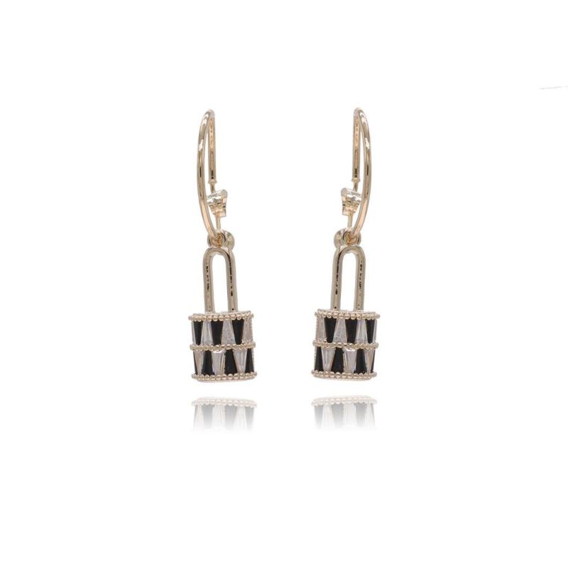 Fashion Colorful Zircon Gold-Plated Pendant Earrings