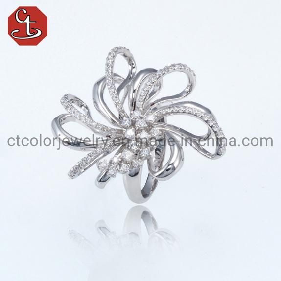 Fashion Custom CZ 925 Sterling Silver Rings Jewellery Jewelry for Trendy Women