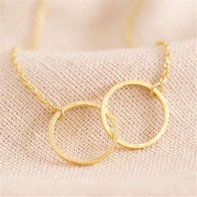 Best Seller Simple Design Brushed Interlocking Hoop Necklace in Rose Gold