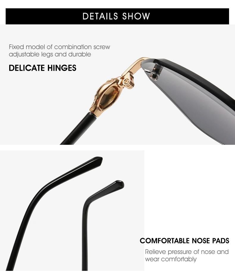 Luxury Frameless PC Lense Metal High Quality Sunglasses