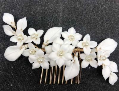 Wedding Bridal Clay Flower Hair Comb Hair Clip Headpiece Tiara