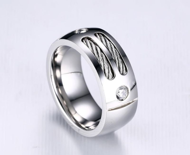 Silver Wia Fashion Rings Vintage Wedding Thick Titanium Men′ S Ring