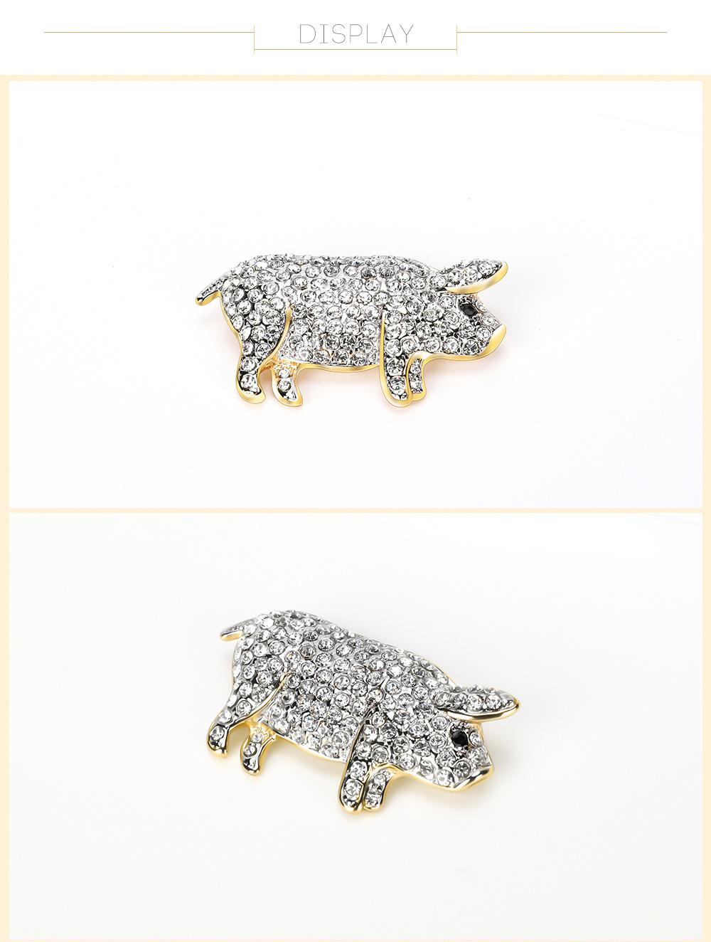 Classical Pig Crystal Rhinestone Pin Jewelry Brass Brooch