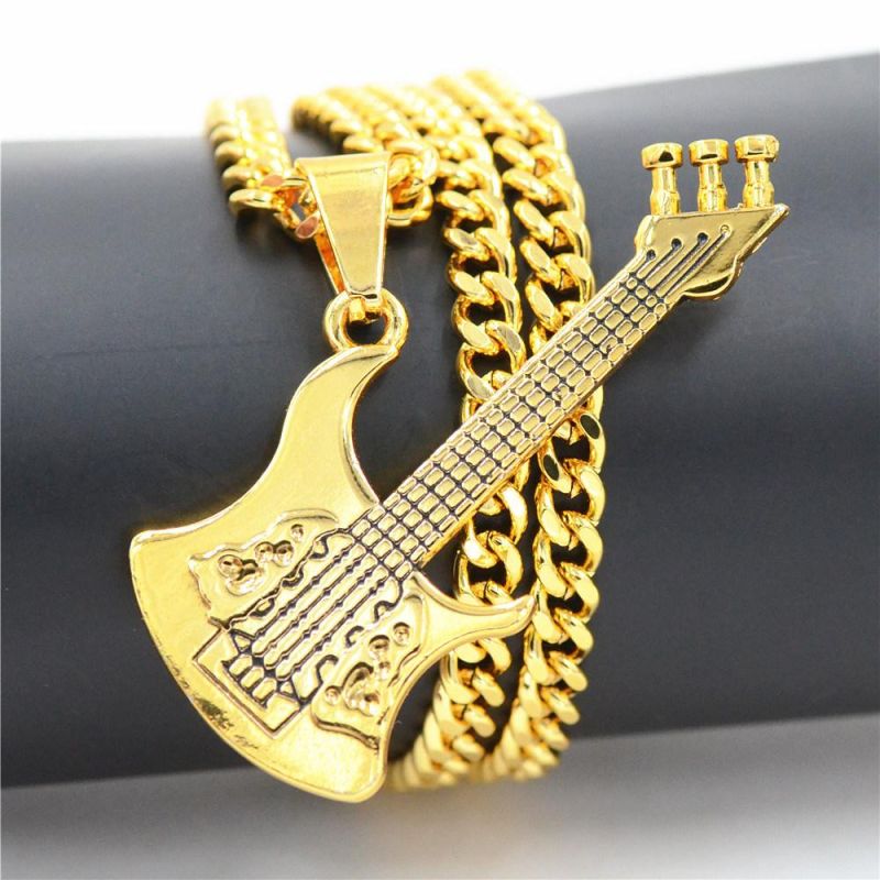 Fashion Gold Plated Electric Guitar Pendant Necklace for Music