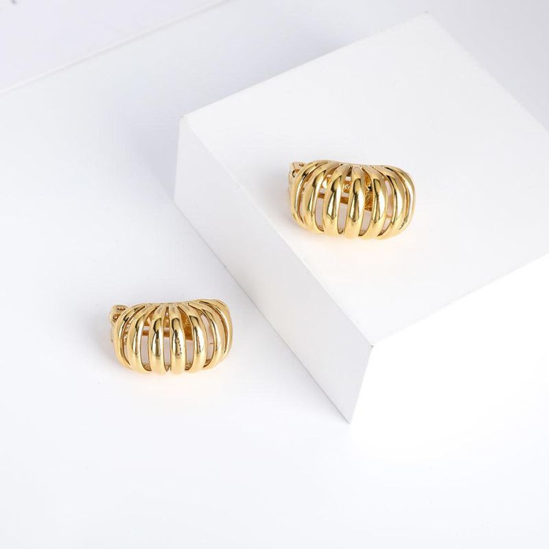Fashion Luxury Real 18K Gold Big Dangle Hoop Stud Earrings Chain Link Hoop Earrings Jewelry Factory
