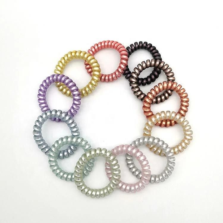 Wholesale 24 Colors Telephone Wire Hair Tie Spring Hair Tie Coil Hair Band