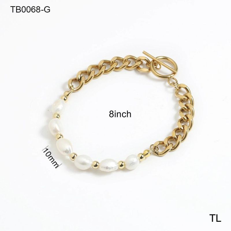 Manufacturer Custom Gold Fashion Jewellery High Quality Waterproof Stainless Steel Gold Jewelry Gold Chain Freshwater Pearl Bracelet