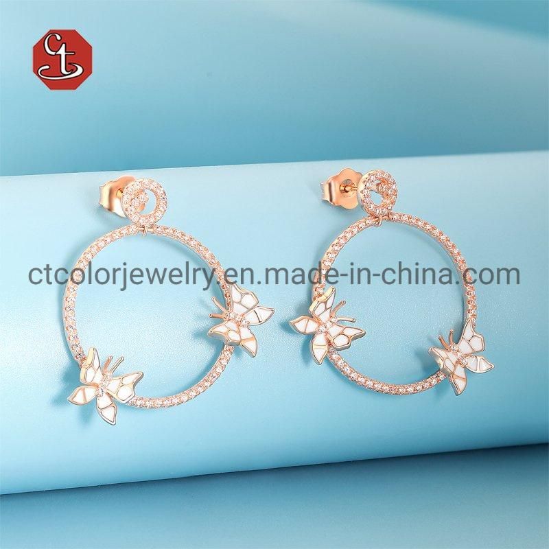 Fashion Jewelry 925 Silver Jewellery Silver Earring Mini Butterfly Annular Earrings