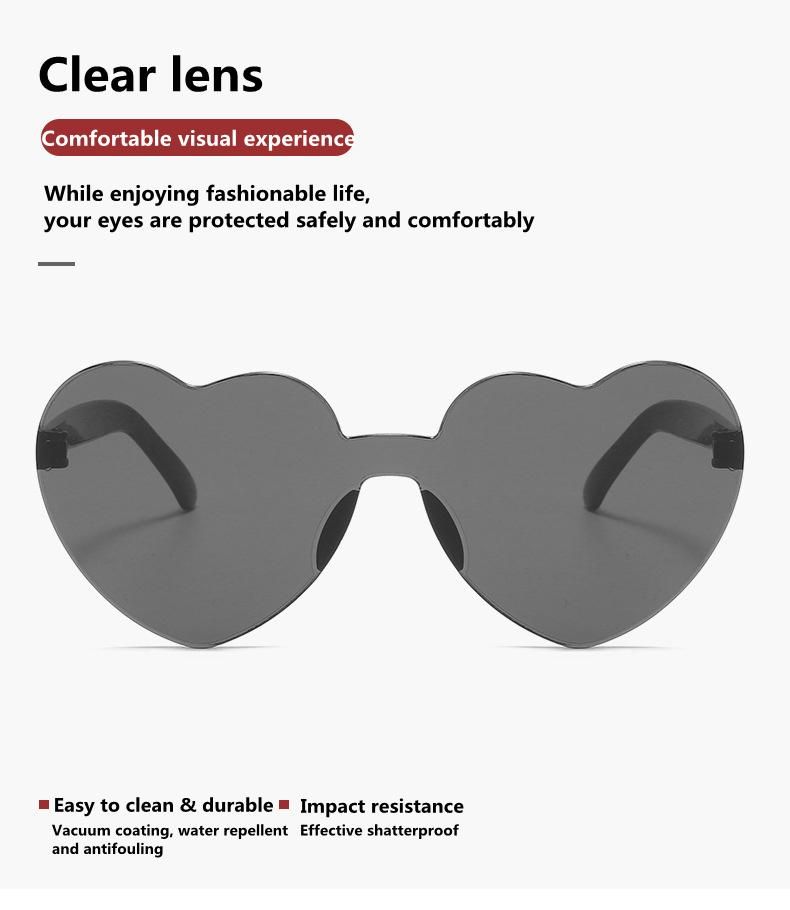 Sunglasses Candy Colors Lenses Heart Shape Rimless Sun Glasses
