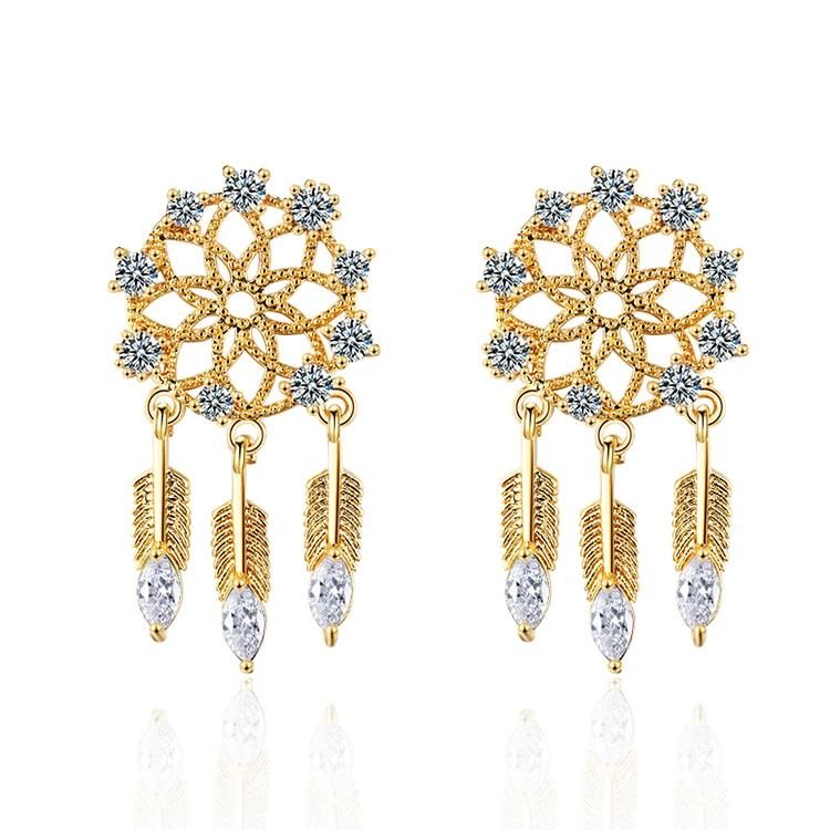 Simple Design Daily Wear Flower Shaped Diamond Stud Earrings Women, Cubic Zirconia Jewelry