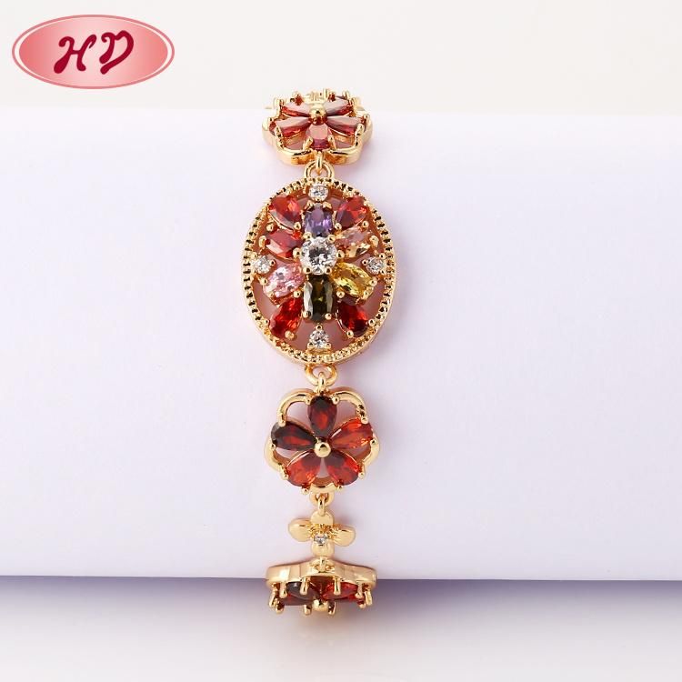 Fashion 18K Gold Rhodium Bracelet Jewelry Zircon Bracelet for Ladies
