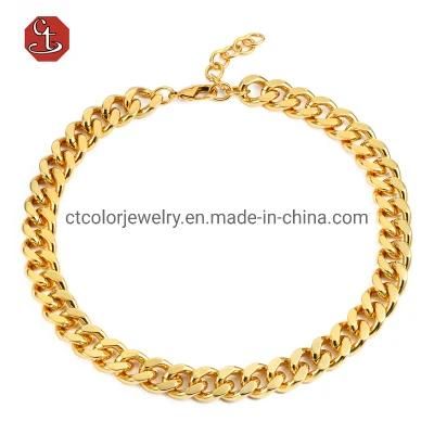 Hip Hop Women Men Twist Rope Miami Iced out 18K Gold Plated plain Cuban Link Chain Brass fashion jewelry Necklace