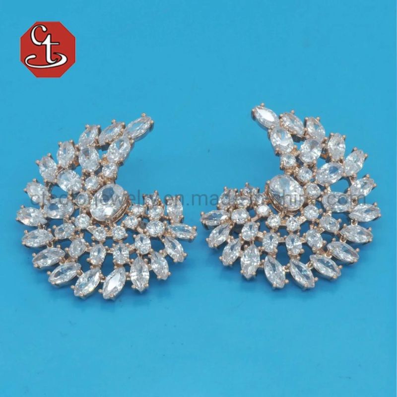 Fashion Feather Stud Earrings for Women Wedding Party Jewelry Angle Wing CZ Stone Earrings Leaf Christmas Gifts