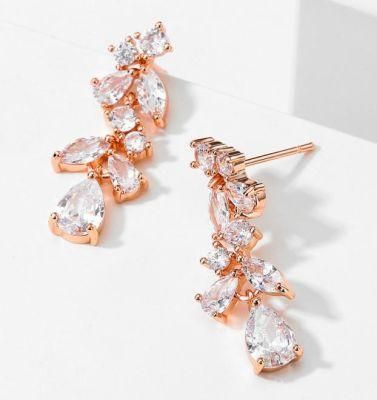 Rose Gold Earring Jewelry. Bridal CZ Earring Jewelry, Wedding CZ Earring