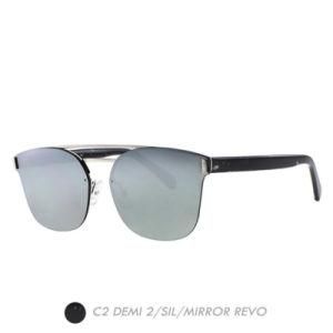Metal&Nylon Polarized Sunglasses, Two Bridge Half Rim Frame A18029-02
