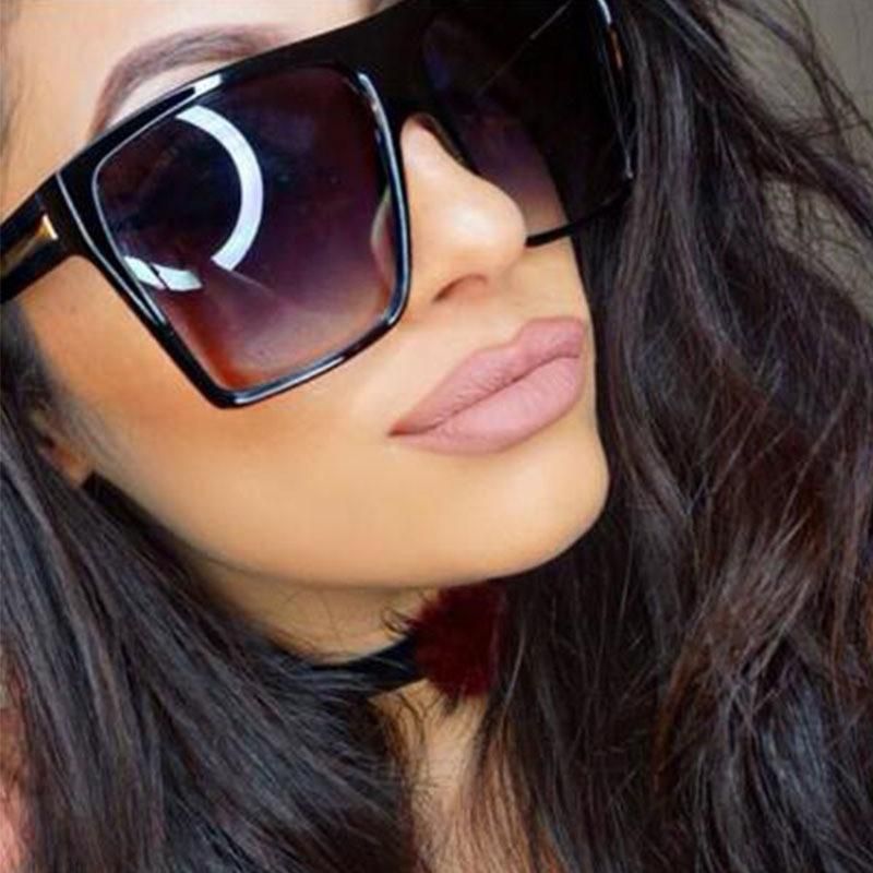 Large Frame Sunglasses Women Square Bright Black Personality Sunglasses