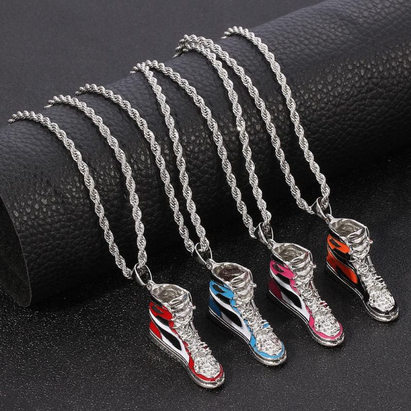 Fashion Four Color Tennis Shoes Hip Hop Necklace Jewelry