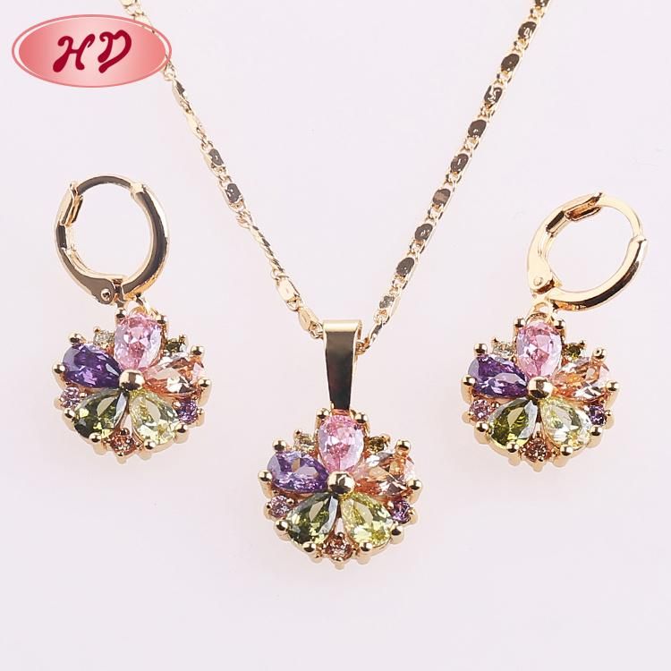 Wholesale 2020 Fashion 18K Gold Plated Zircon Brazilian Jewelry Set Design with High Quality for Ladies