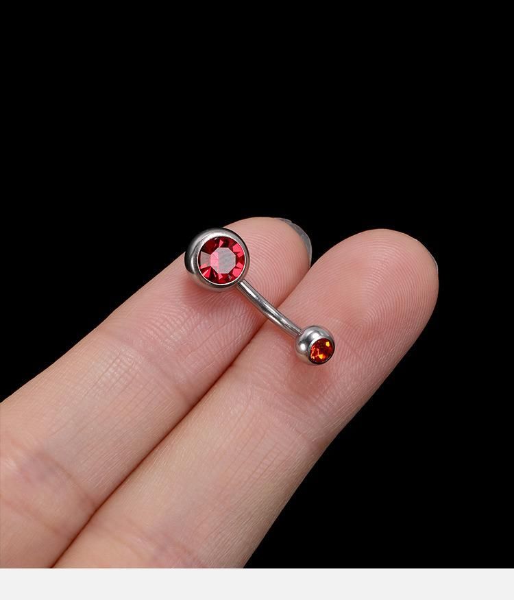 Wholesale Titanium Steel Buckle Double Headed Zircon Belly Button Ring Color Round Fake Umbilical Puncture Fashion Navel Ring Body Piercing Jewelry