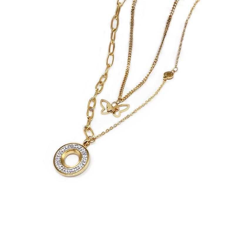 Manufacturer Custom 18K Gold Plated Fashion Jewelry Waterproof Top Ranking Stainless Steel Diamond Zircon Necklace Wholesale