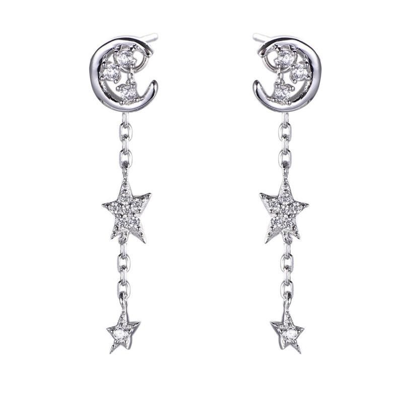 Silver and Brass Star Fashion Drop Earring for Women