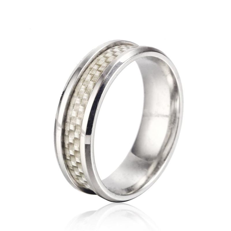 European and American Personality Rings Tungsten Steel Men′ S Rings Carbon Fiber Tungsten Steel Jewelry Wholesale