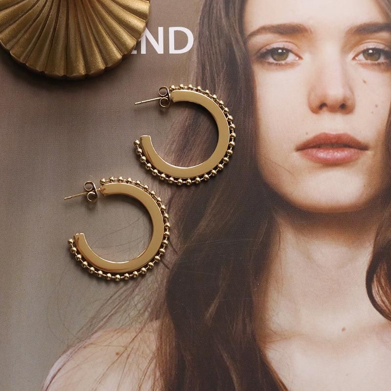 Ins Style Jewelry Round Bead Simple Geometric Titanium Steel Stud Earrings