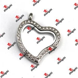 Stainless Steel Heart Crystal Magnets Glass Lockets Jewelry (LKD60129)