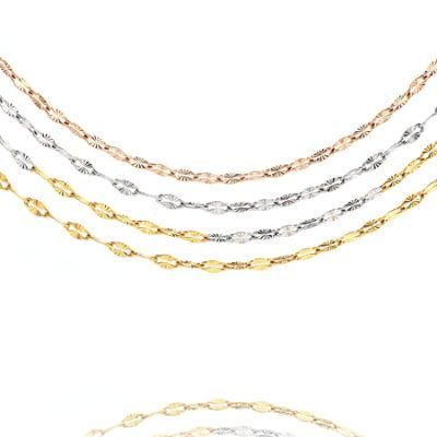 Factory Price Fashion 18K Gold Plating Stainless Steel Embossed Lip Chains Bracelet Anklet Layering Necklace