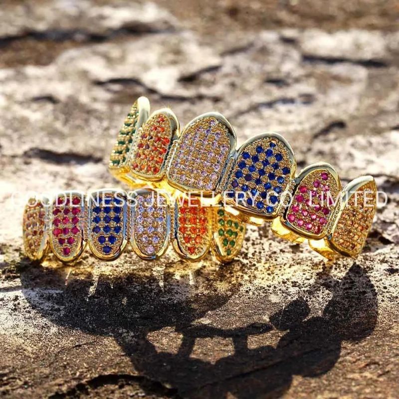 Men Fashion Accessories Colorful Pave CZ Hip Hop Rapper Jewelry