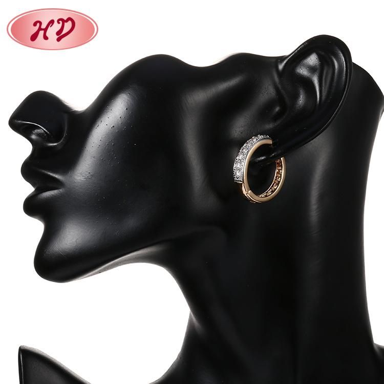 Fashion 18K 14K Gold Plated Costume Imitation Jewelry with Pearl CZ Hoop Huggie Earring for Women