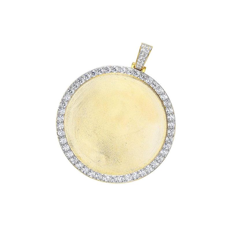 Hiphop Round Shape Pendant Charms 14K Gold Plated Tennis Chain Photo Pendant