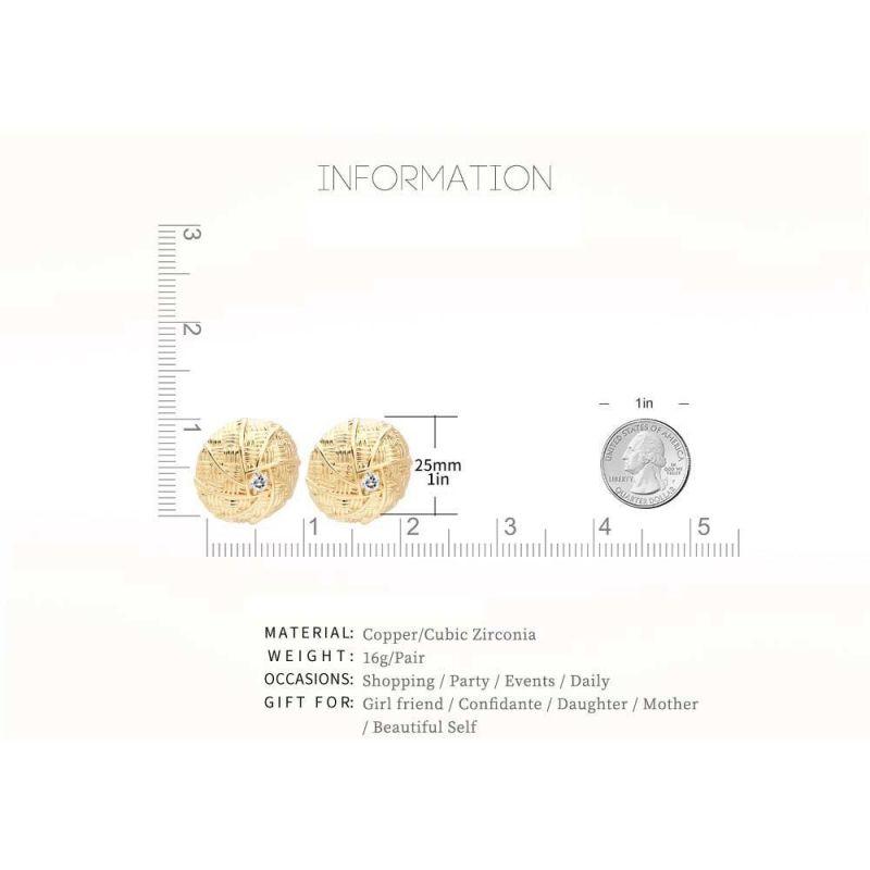 Ball Style Gold Color Earrings for Women Hot Sale Fashion Jewelry Copper Earring Oorbellen Brincos Grandes