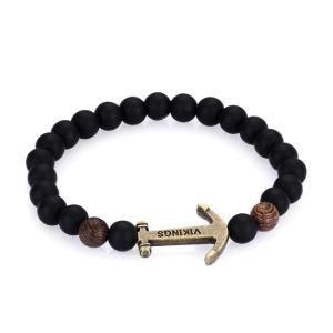 Retro Fashion Vikings Stainless Steel Spear Stone Bead Bracelet for Women