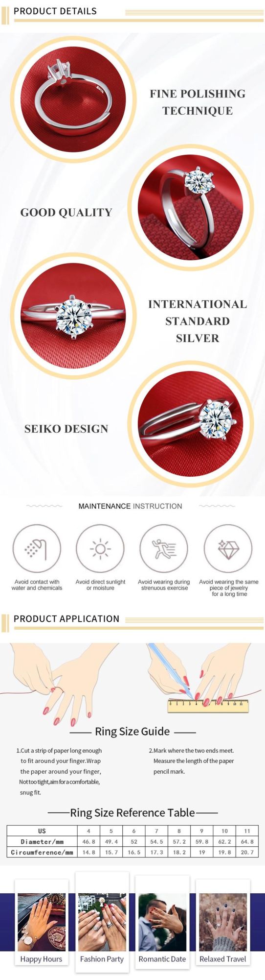 925 Silver Jewelry Gemstone Diamon Wedding Engagement Rings