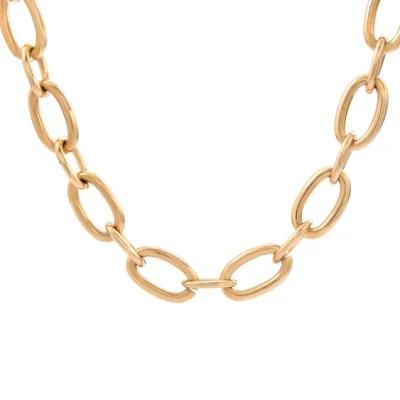 Fashion Wide Link Chain Necklace Gold Plated Stainless Steel Non Fade Non Tarnished Jewelry Necklaces