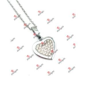 Fashion Alloy Clear Crystal Heart Charms Jewelry Necklace (DLK60128)