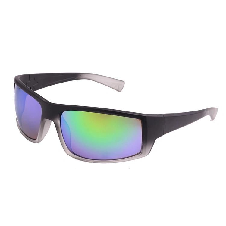 2019 Black Transparent Clear Sports Sunglasses with Green Mirror