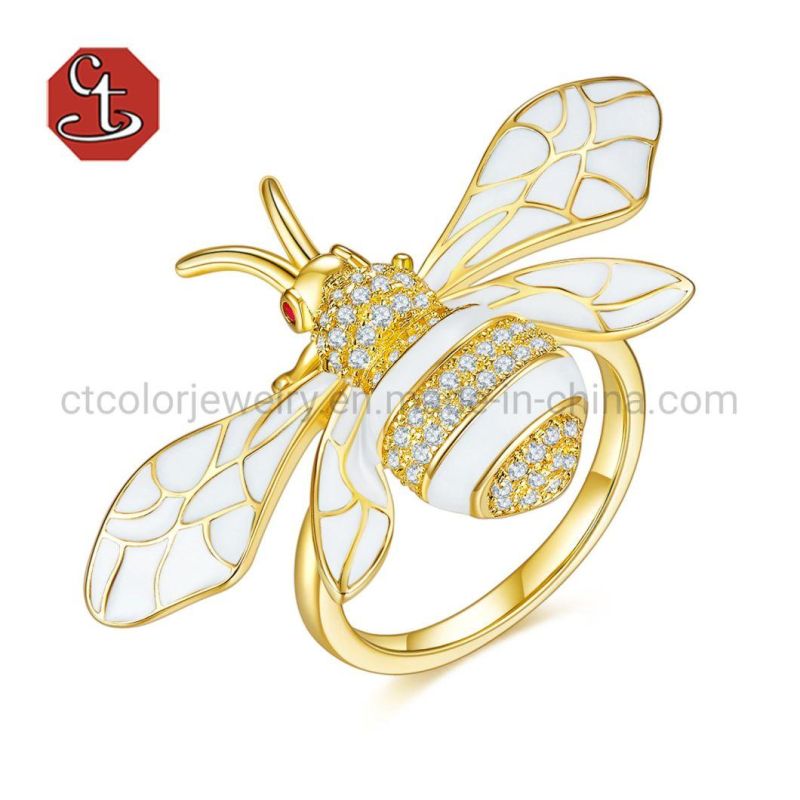 Latest Silver 925 Sterling Earrings 14K Gold Enamel Animal Bee Fashion Jewelry