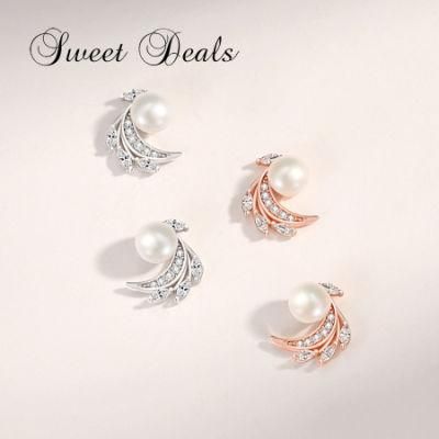 Fashion Angel Double Wing Bead Stud Earrings Full of Diamond Wings Jewelry