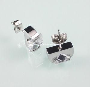 Custom Made Fashion 316L Stainless Steel Zircon Earrings (SJE635)