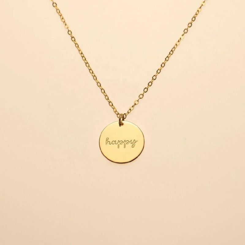 China Wholesale Stainless Steel Round Fine Good Necklace Custom Engrave Jewelry