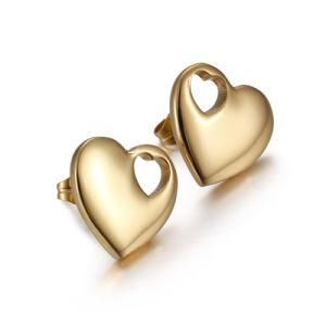 Heart Hollow Love Gold-Plated Stainless Steel Earrings Stud