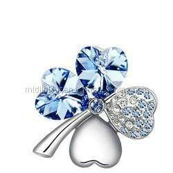 Fashionable Jewelry - Four Leaf Clover Rhinestone Brooch